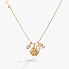 Gold Virgo zodiac charm cluster necklace by ALEX AND ANI featuring stainless steel and intricate charm details.