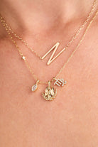 Gold Virgo zodiac charm cluster necklace by ALEX AND ANI featuring stainless steel chain and celestial design.