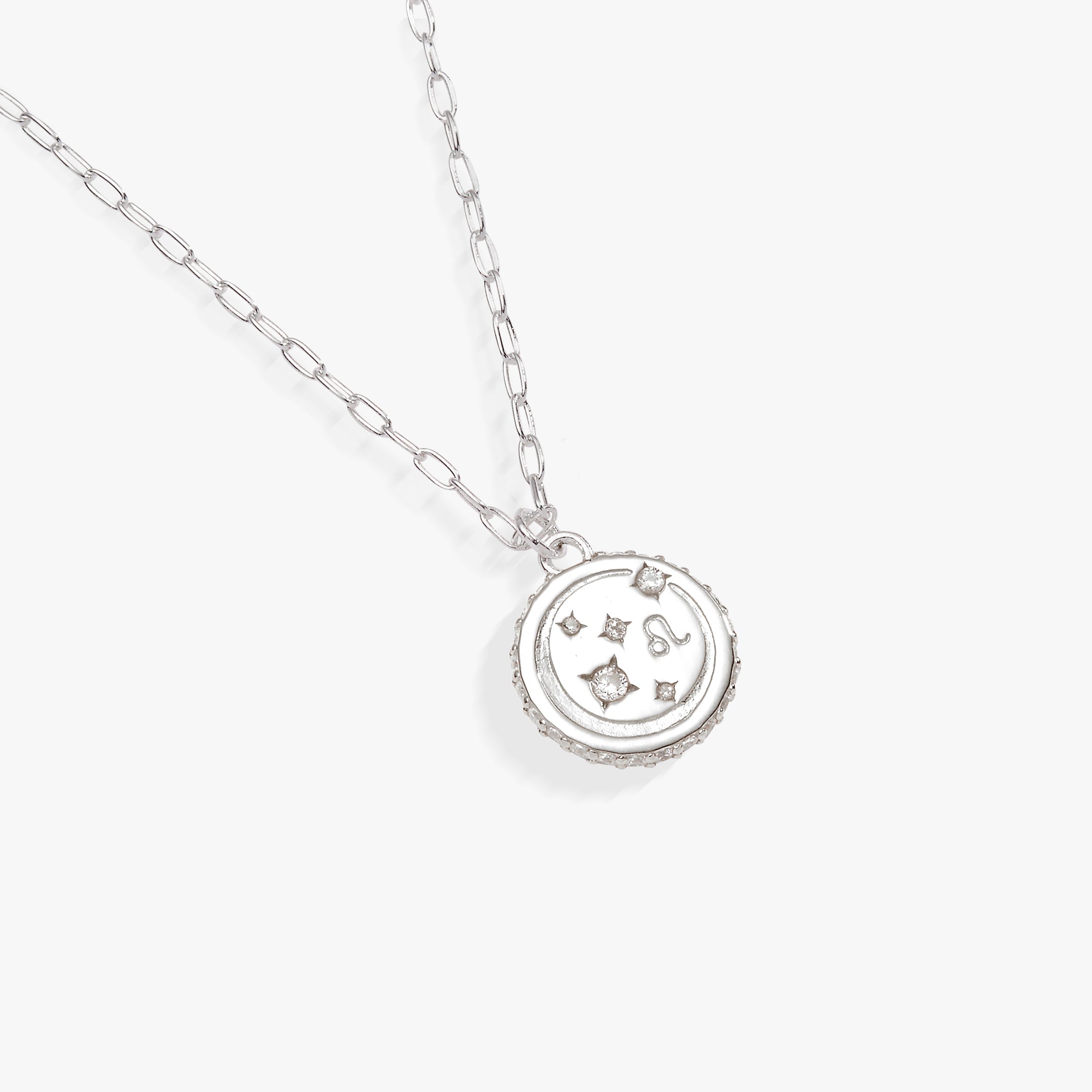 Sterling silver Leo zodiac necklace by ALEX AND ANI featuring a detailed Leo pendant for astrology enthusiasts.