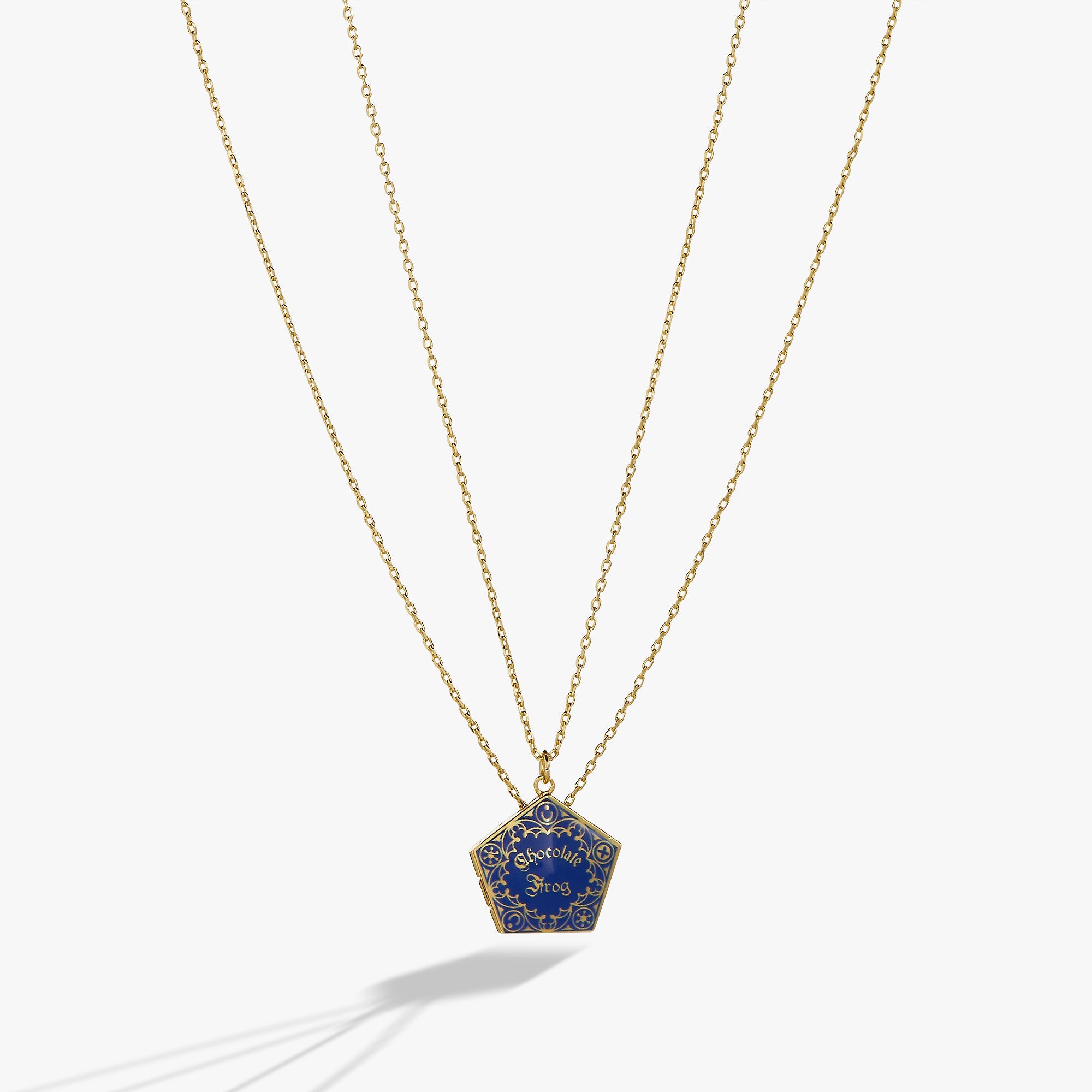 Set of two Harry Potter™ Chocolate Frog necklaces by ALEX AND ANI, featuring two-tone designs inspired by the wizarding world.