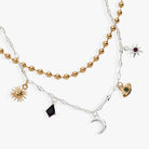 Two-tone Moon Magic 2 Row Charm Necklace by ALEX AND ANI featuring celestial moon charms on a layered chain design.