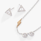 Harry Potter™ glasses and Deathly Hallows necklace and earrings set by ALEX AND ANI, sterling silver jewelry with detailed charms.