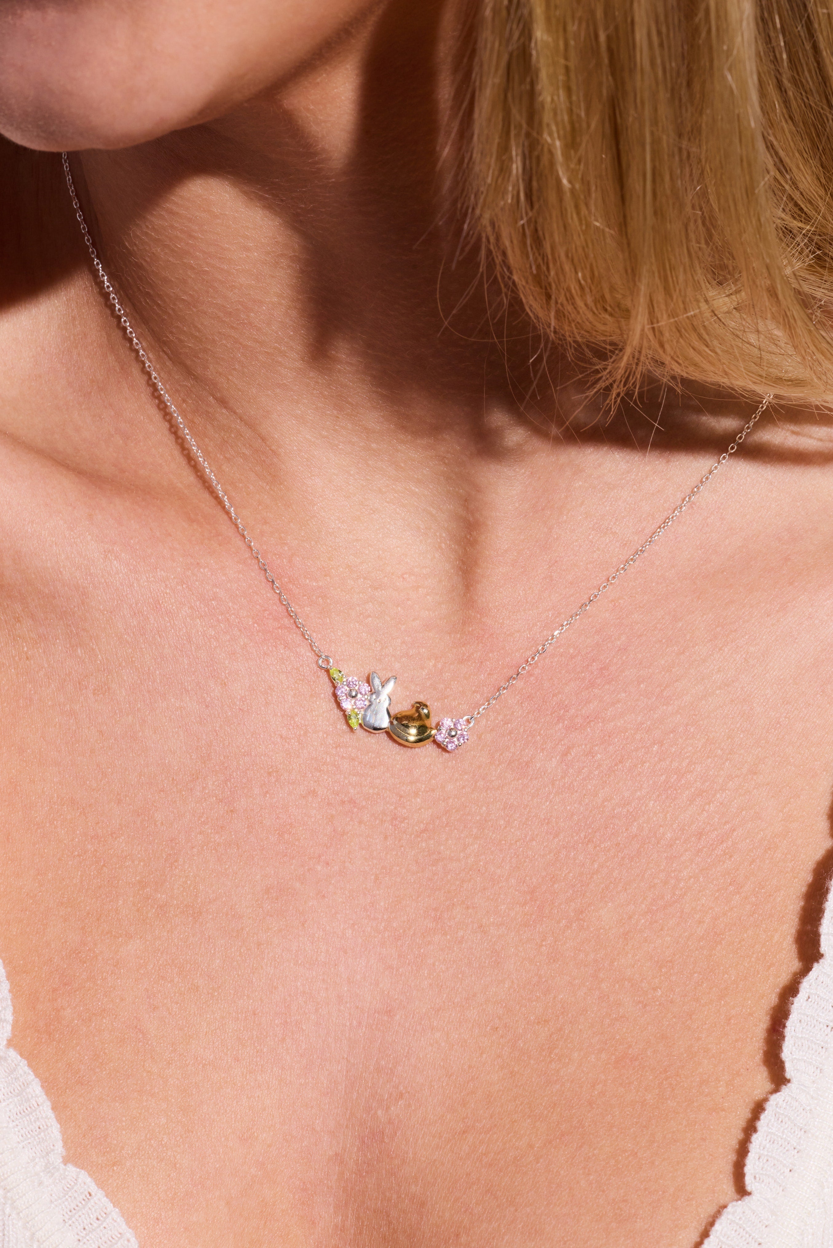 ALEX AND ANI PEEPS® Precious Peepsake Necklace with two-tone metal design, featuring a charming pendant and chain.
