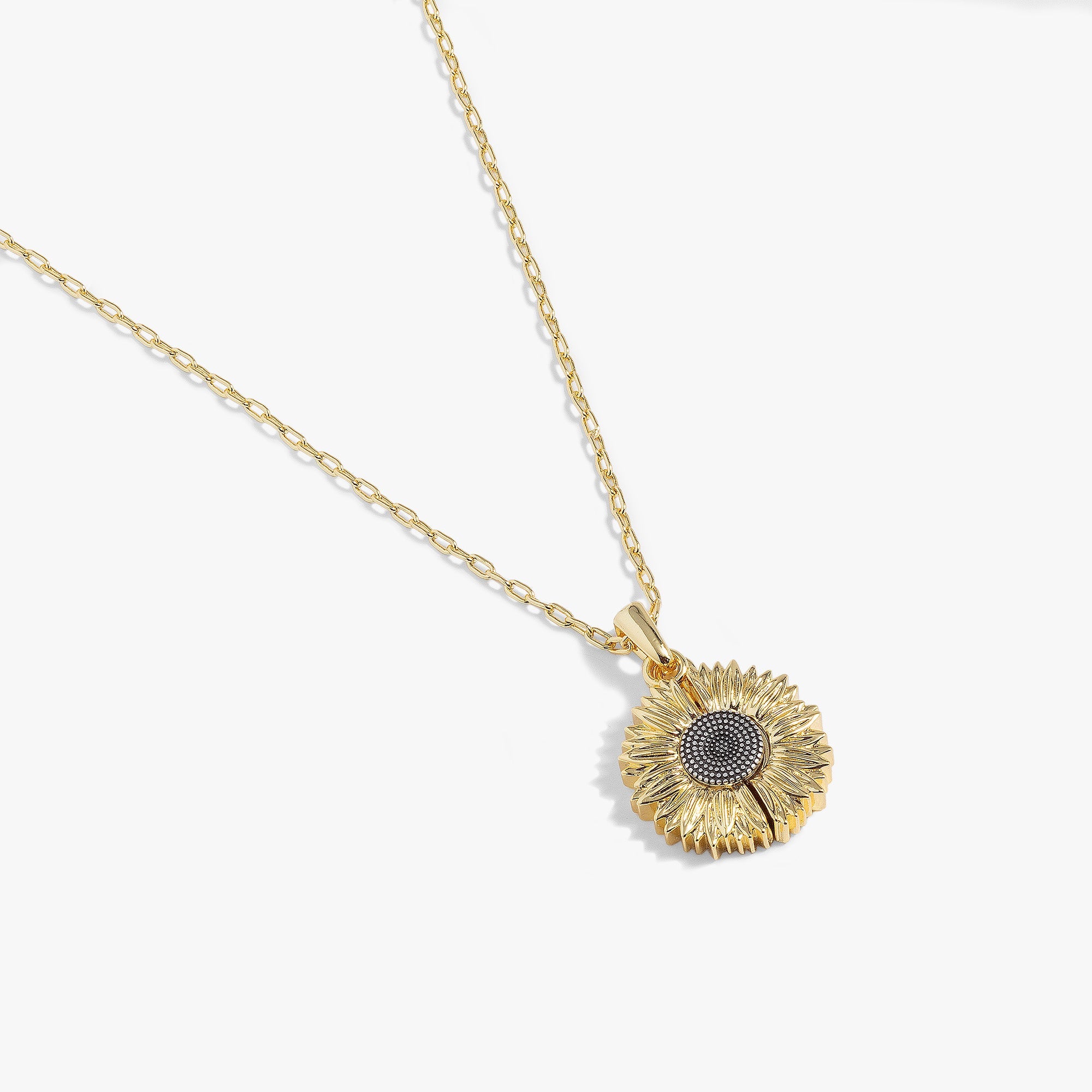 ALEX AND ANI sunflower 'Choose Happiness' mantra necklace with two-tone metal design, featuring a sunflower pendant and inspirational text.