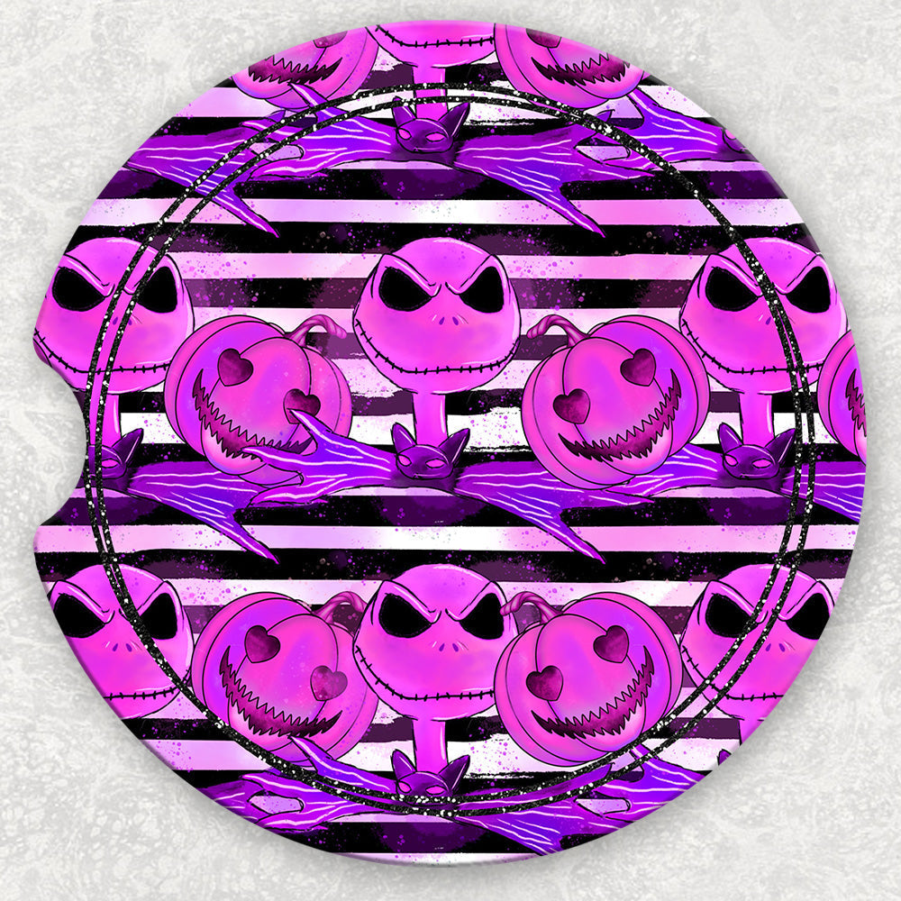 Set of four car coasters featuring the Jack design from Anchored Grace Boutique, perfect for protecting your vehicle's cup holders.
