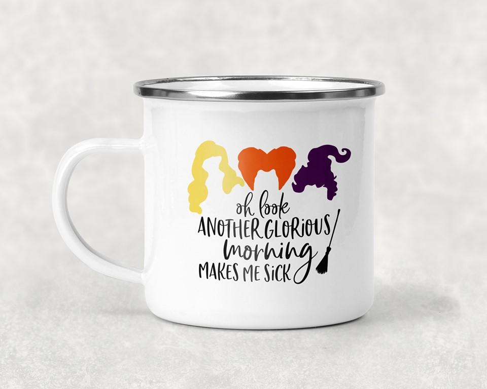 Anchored Grace Boutique coffee mug with the phrase "Oh Look Another Glorious Morning" printed on a white ceramic mug.