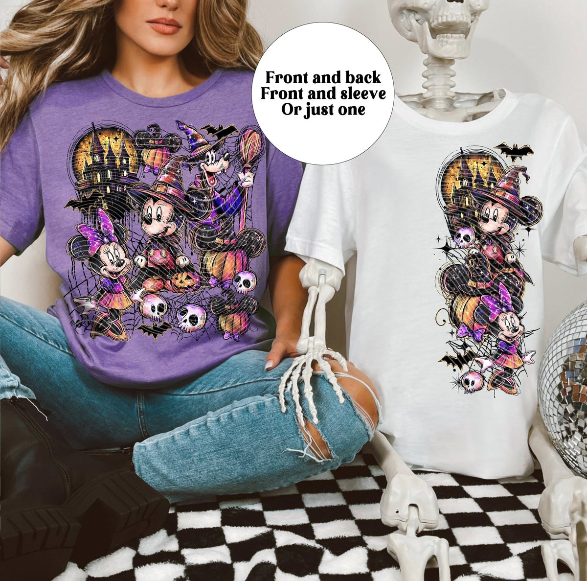 Black Spooky Friends graphic tee by Anchored Grace Boutique, featuring Halloween-themed spooky friends illustration.