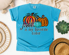 White graphic T-shirt by Anchored Grace Boutique with "Fall is My Favorite Color" printed design, casual and comfortable style.