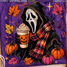 White Fall Scream graphic tee from Anchored Grace Boutique featuring a spooky fall design on soft cotton fabric.