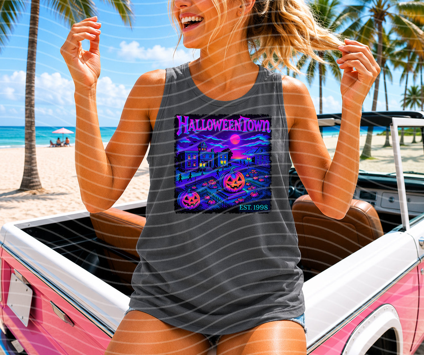 Halloweentown graphic tee by Anchored Grace Boutique featuring spooky Halloween-themed artwork on a casual t-shirt.