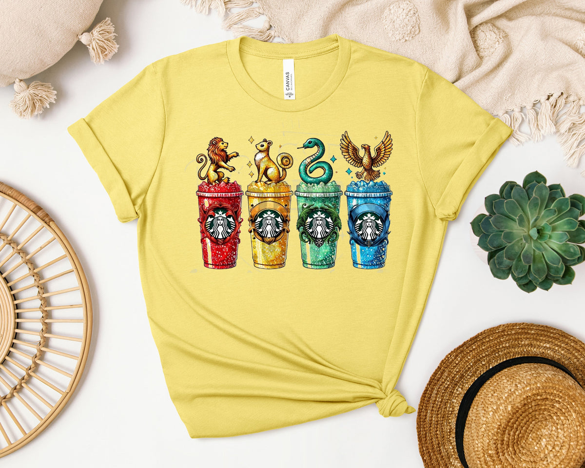 White HP Coffee graphic tee by Anchored Grace Boutique featuring a stylish coffee-themed design on soft cotton fabric.
