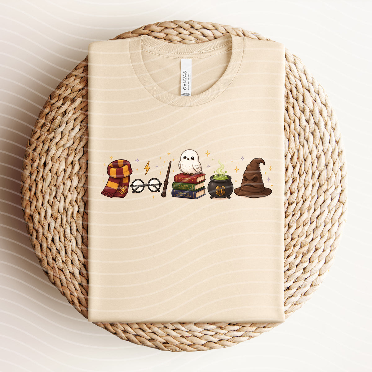 White HP Icons graphic tee by Anchored Grace Boutique featuring a bold printed design on soft cotton fabric.