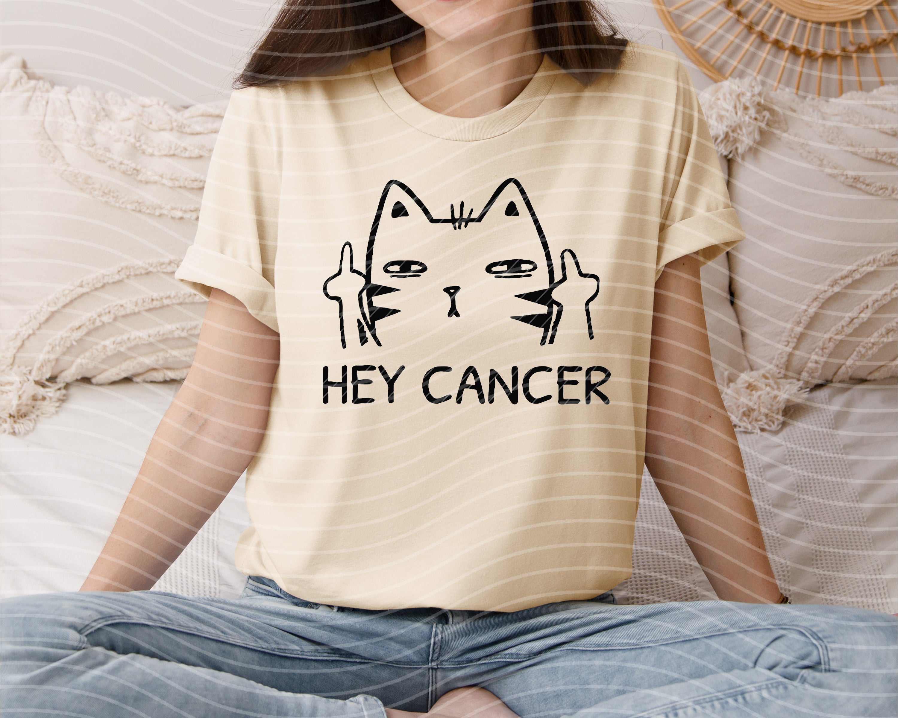 Hey Cancer graphic tee by Anchored Grace Boutique, featuring bold cancer zodiac symbol and stylish design on a casual tee shirt.