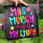His Mercy Rewrote My Story graphic tee by Anchored Grace Boutique, featuring a stylish design on a comfortable T-shirt for men.