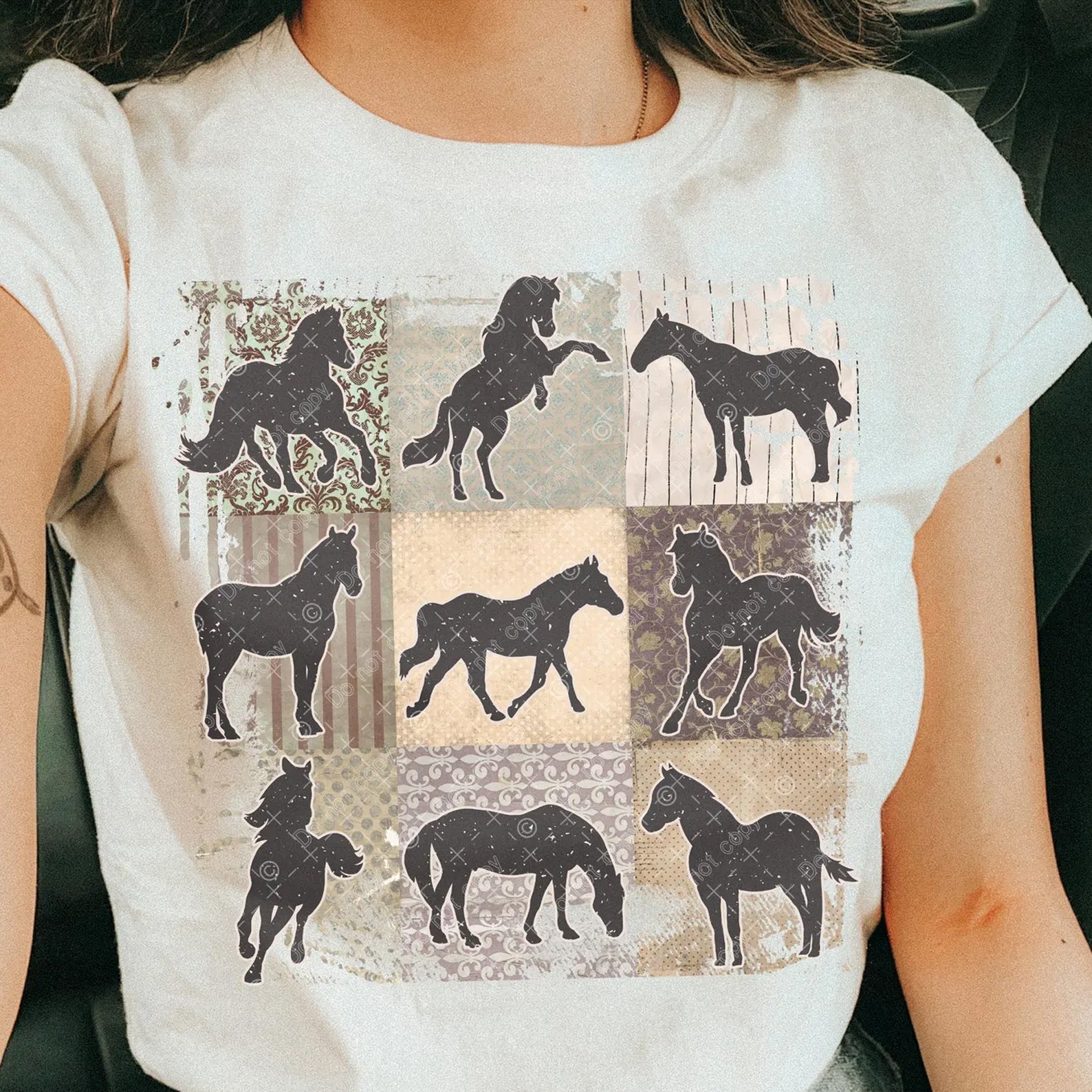 Horses graphic tee from Anchored Grace Boutique featuring a colorful horse illustration on soft cotton fabric.