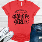 Anchored Grace Boutique graphic tee featuring "I Drink Coffee Like a Gilmore Girl" slogan, with a casual, stylish design.
