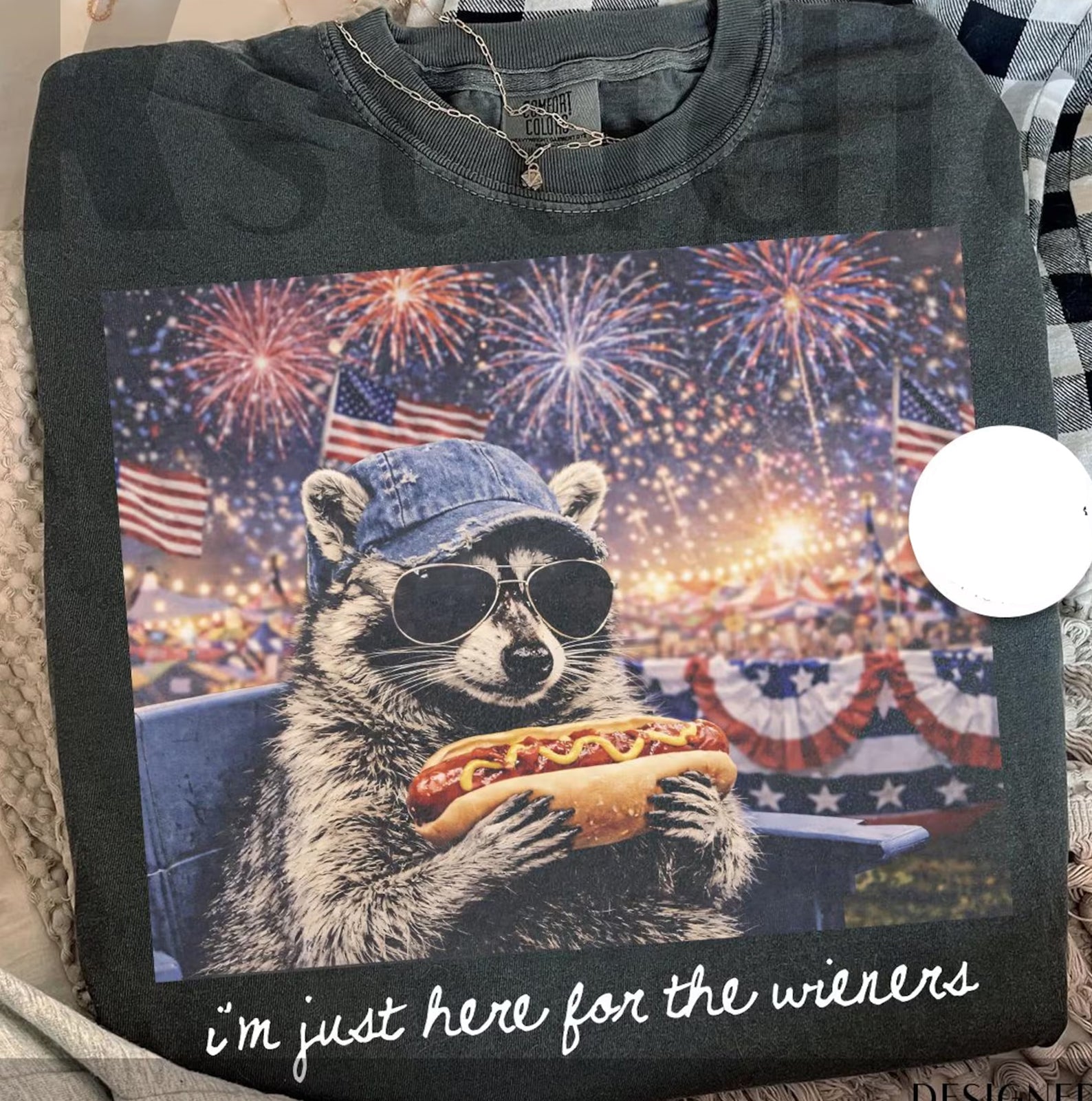I'm Just Here for the Weiners graphic tee by Anchored Grace Boutique, featuring humorous text and casual cotton fabric.