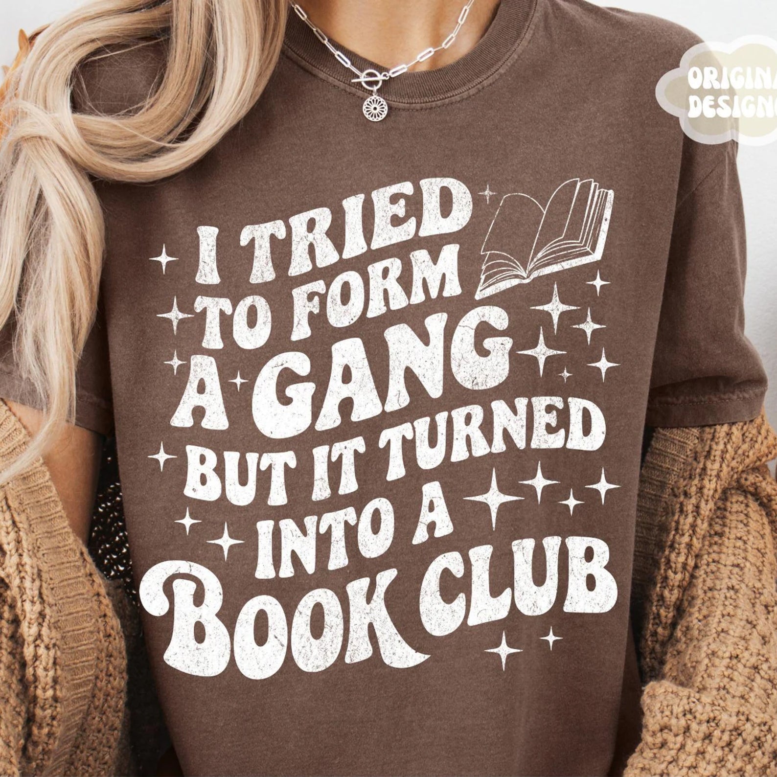 Black graphic tee with "I Tried to Form a Gang" text from Anchored Grace Boutique, featuring casual style and bold lettering.