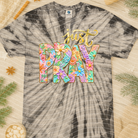 Black Just Pray graphic tee by Anchored Grace Boutique featuring prayer-themed text and casual crew neck design.