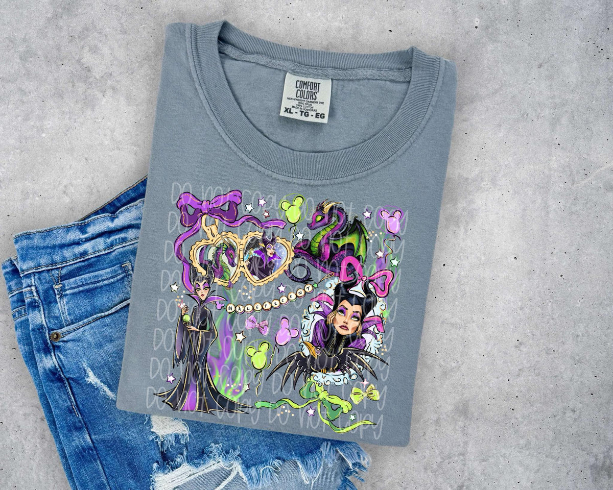 Black Maleficent Locket graphic tee by Anchored Grace Boutique featuring a dark, mystical design on a casual cotton t-shirt.