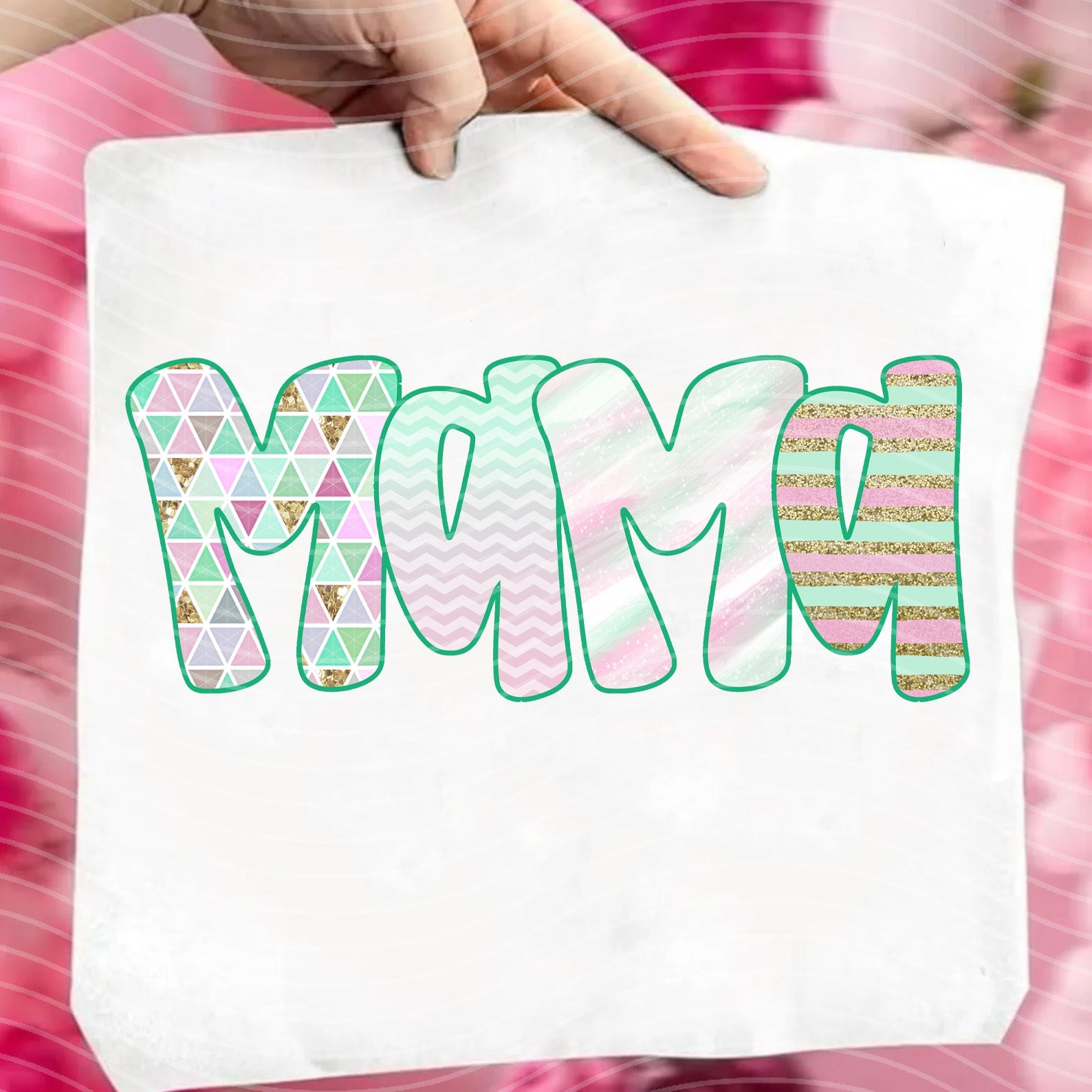 Mama Geometric Name Graphic Tee from Anchored Grace Boutique, soft cotton T-shirt with geometric design and personalized name print.