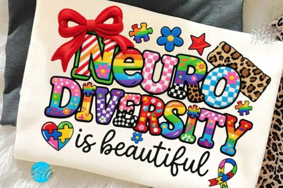 Neurodiversity is Beautiful graphic tee from Anchored Grace Boutique, featuring colorful neurodiversity pride design on soft cotton fabric.