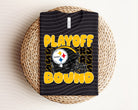 Steelers playoff bound graphic tee by Anchored Grace Boutique featuring bold team logo and vibrant colors on soft cotton fabric.