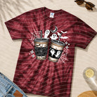 Spooky Coffee graphic tee from Anchored Grace Boutique featuring a coffee-themed spooky design on a casual t-shirt.