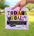 Black Today's Goal graphic tee by Anchored Grace Boutique featuring motivational text and casual fit.