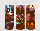 Hocus Pocus 2 20 oz skinny tumbler by Anchored Grace Boutique showing black and orange design with spooky Halloween theme.
