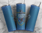Ravenclaw 20 oz skinny tumbler by Anchored Grace Boutique, stainless steel drinkware with blue and silver design.
