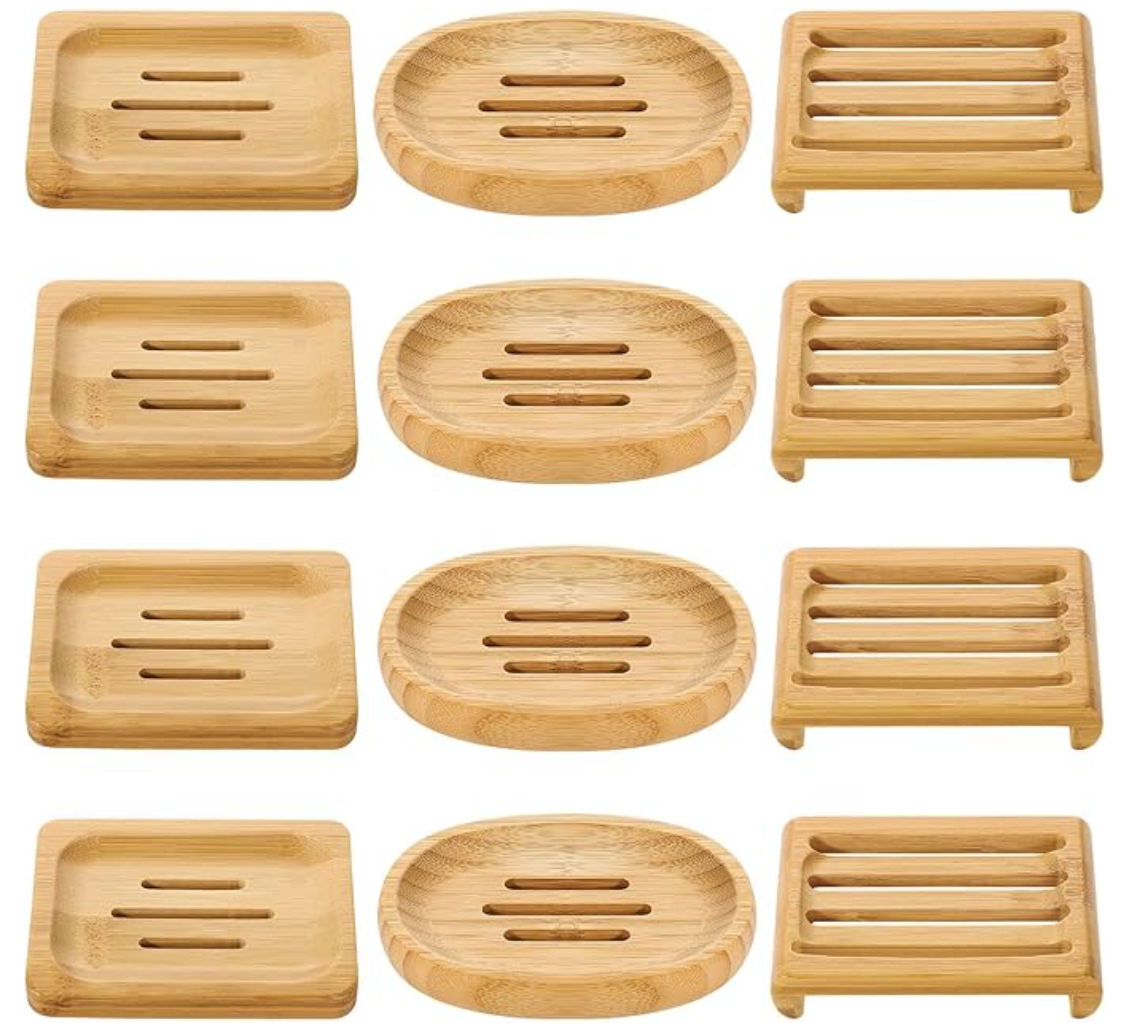 Bamboo soap dish by Ancient Health & Healings, featuring a natural look and slotted design for drainage and soap storage.