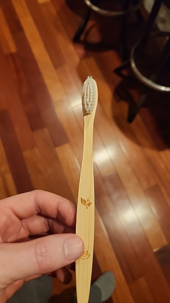 Bamboo toothbrush with case by Ancient Health & Healings, eco-friendly dental tool with a protective case.