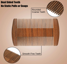 Sandalwood hair and beard comb by Ancient Health & Healings, featuring smooth wooden teeth for grooming and styling.