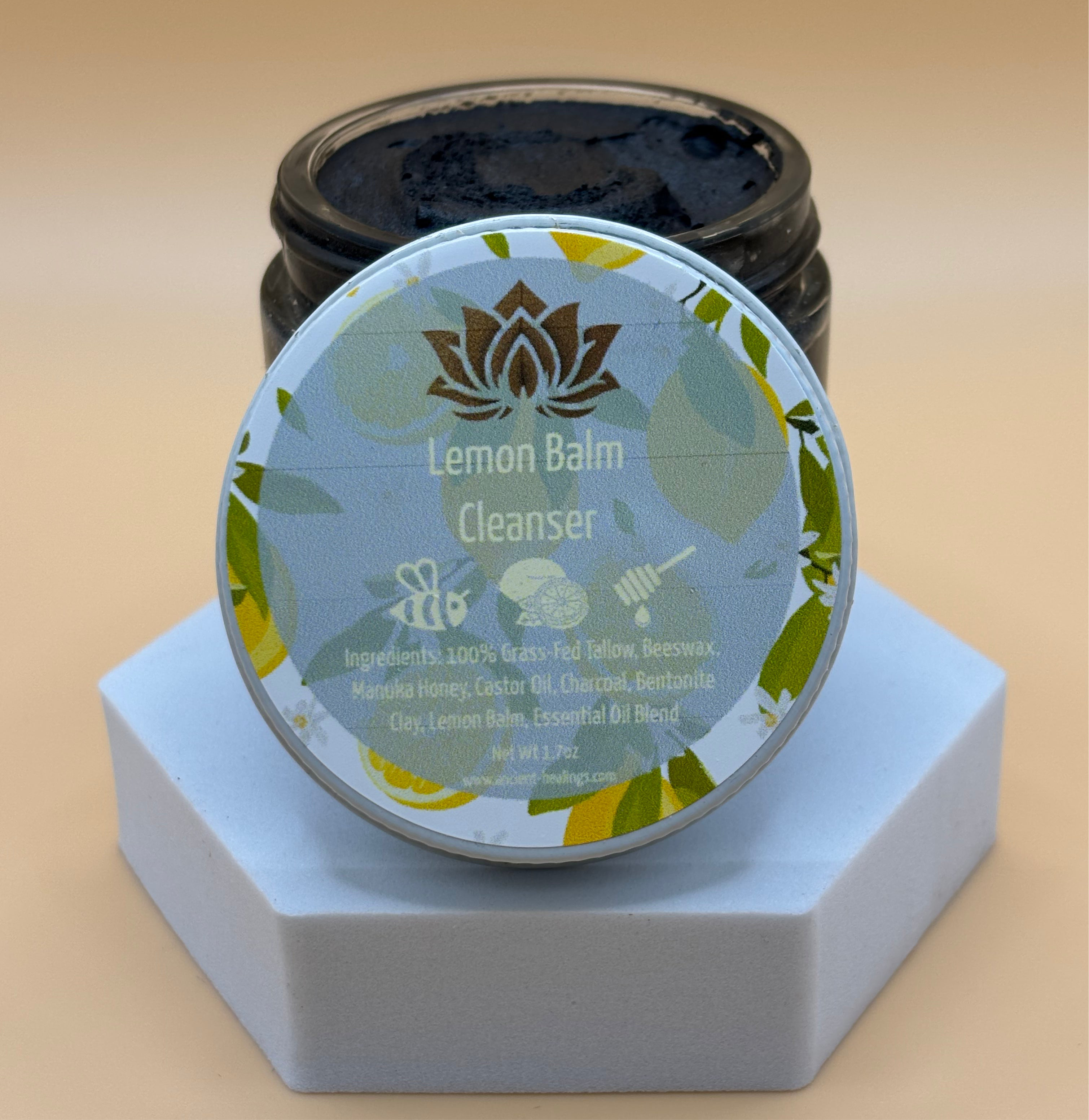 Ancient Health & Healings Tallow Face Cleanser in a jar with a smooth, creamy texture and natural ingredients for skincare
