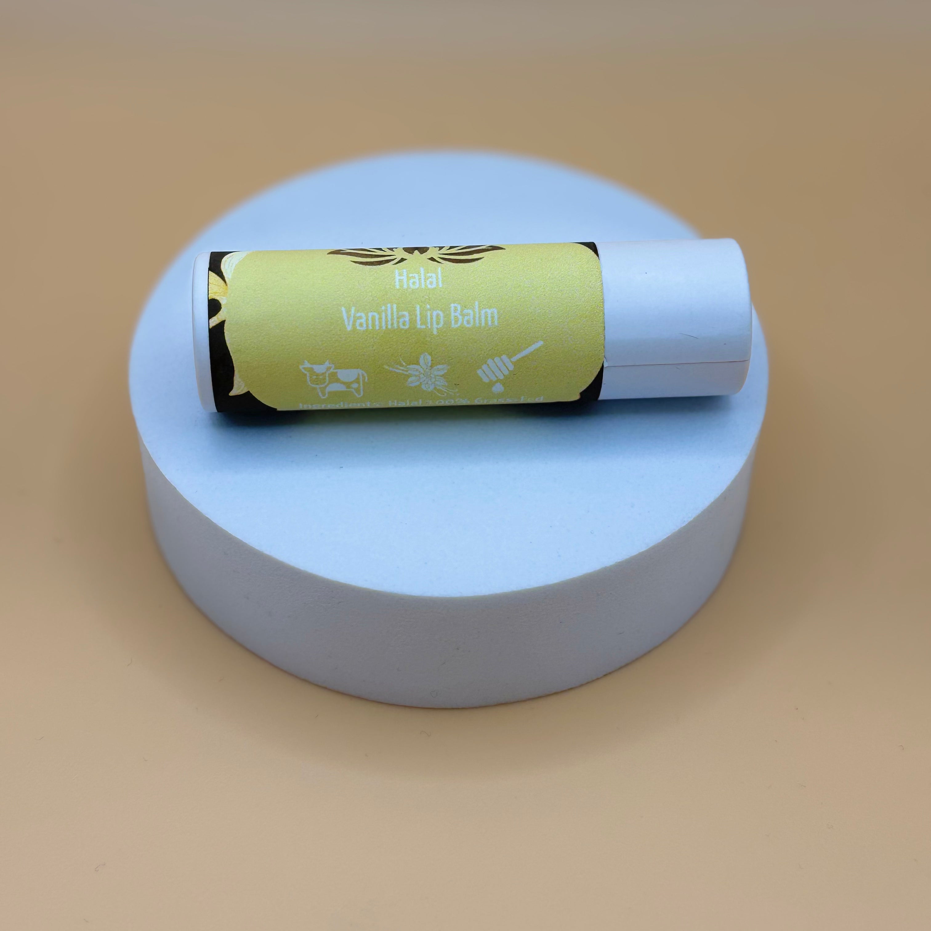 Ancient Health & Healings Halal Tallow Lip Balm 3-pack, natural skincare with cucumber flavor, in lightweight tubes.