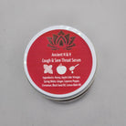 Ancient Health & Healings Cough & Sore Throat Serum supplement bottle with label and dropper cap, natural remedy for throat discomfort.