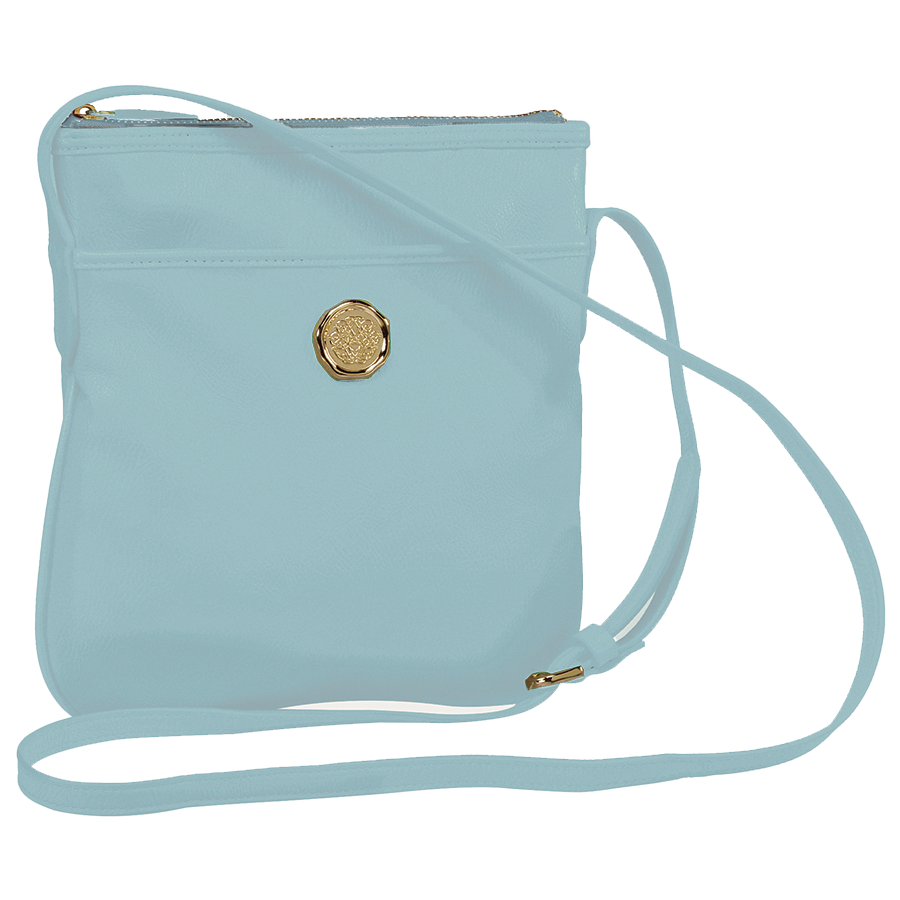 Blue beach glass crossbody bag by Anna Griffin Inc. featuring a stylish design with a comfortable strap and textured surface.