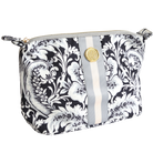 Large Damask Noire cosmetic bag by Anna Griffin Inc. featuring a black and white damask pattern with a zipper closure.