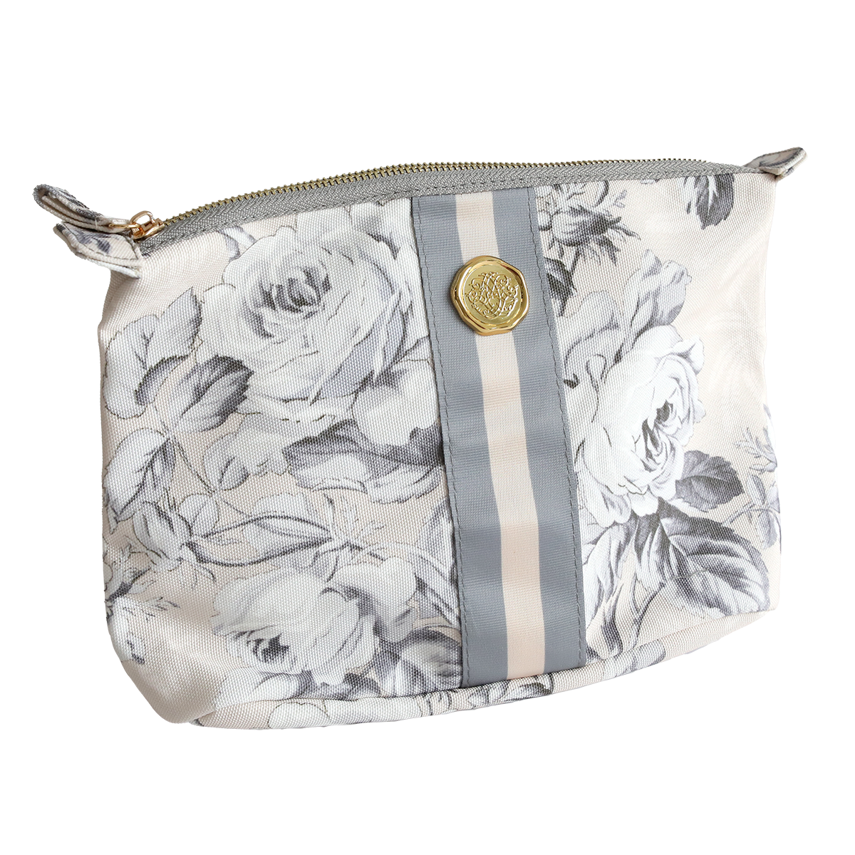 Faded Rose large cosmetic bag by Anna Griffin Inc. with floral pattern, zippered closure, and spacious interior for makeup and essentials.