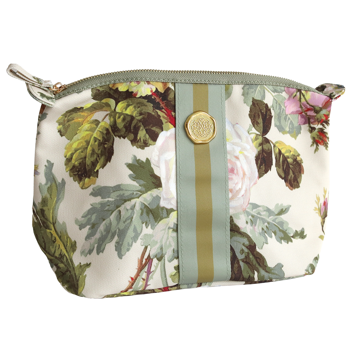 Large Francesca cosmetic bag by Anna Griffin Inc. with floral pattern and zipper closure, perfect for makeup and travel storage.