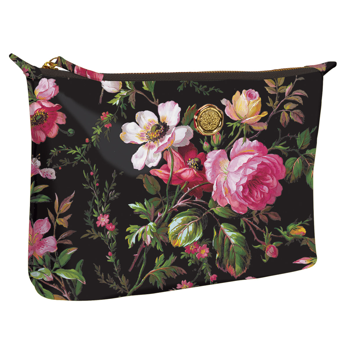 Large black cosmetic bag by Anna Griffin Inc. with a sleek design, perfect for makeup and beauty essentials storage.