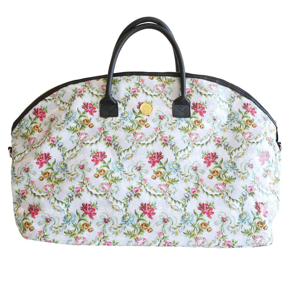 Anna Griffin Inc. Phoebe Duffle Bag in soft fabric with leather accents, featuring handles and a spacious main compartment.