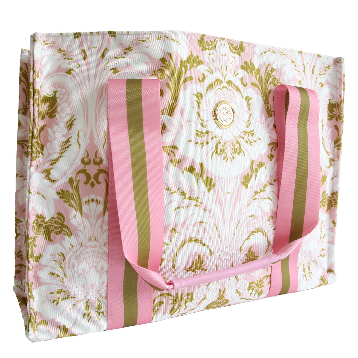 Pink Damask tote bag by Anna Griffin Inc. featuring elegant damask pattern, sturdy handles, and spacious interior for daily use.