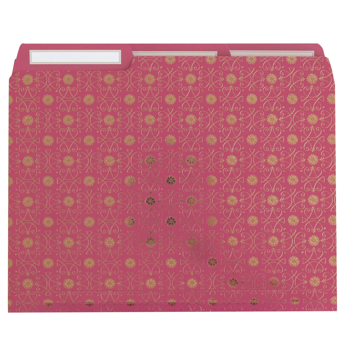 Pink file folders by Anna Griffin Inc. with decorative designs, ideal for organizing documents and office supplies.