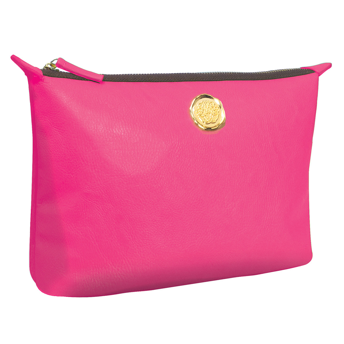 Raspberry pink large cosmetic bag by Anna Griffin Inc. with a sleek design and zipper closure, ideal for travel and makeup storage.