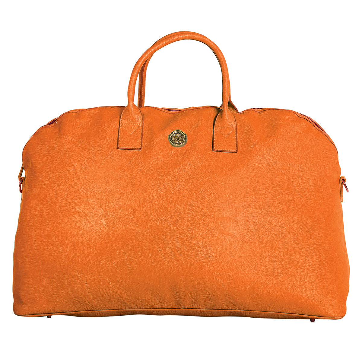Tangerine orange duffle bag by Anna Griffin Inc. with sturdy handles and spacious interior for travel or gym use.