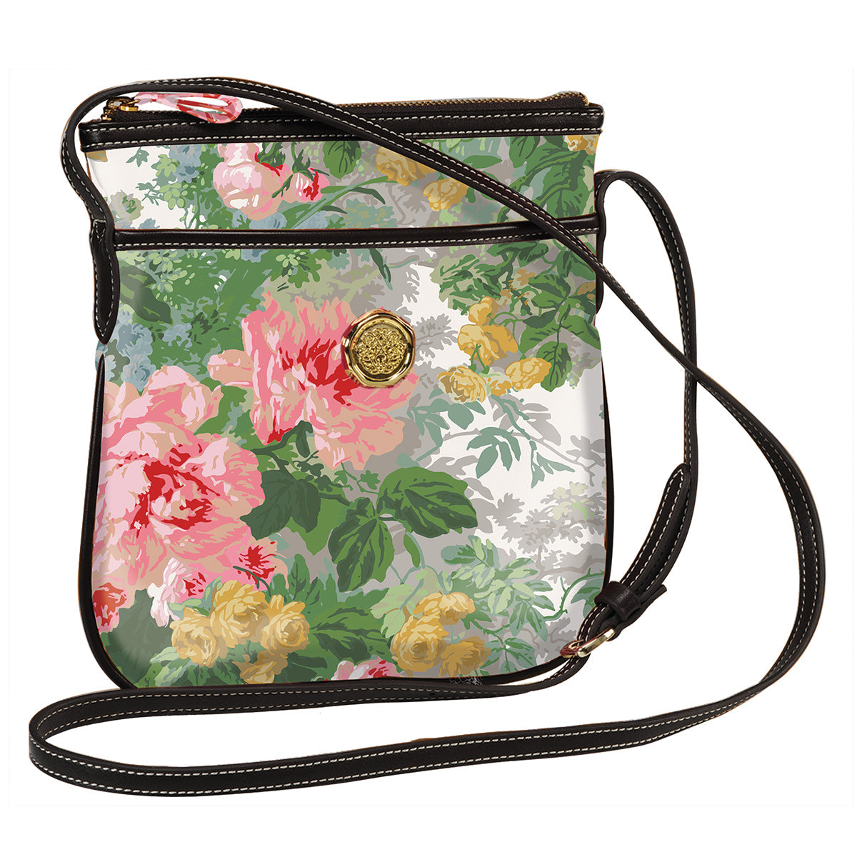 Anna Griffin Inc. Virginia Crossbody bag featuring a vibrant cat print design and adjustable strap, perfect for stylish everyday use.