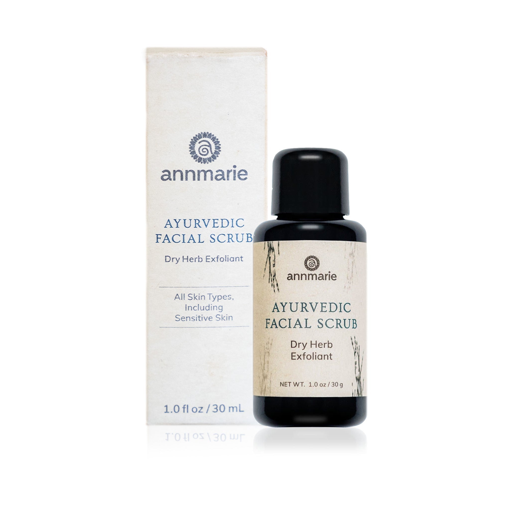 Annmarie Skin Care Ayurvedic Facial Scrub in 30ml container with natural ingredients for radiant skin.