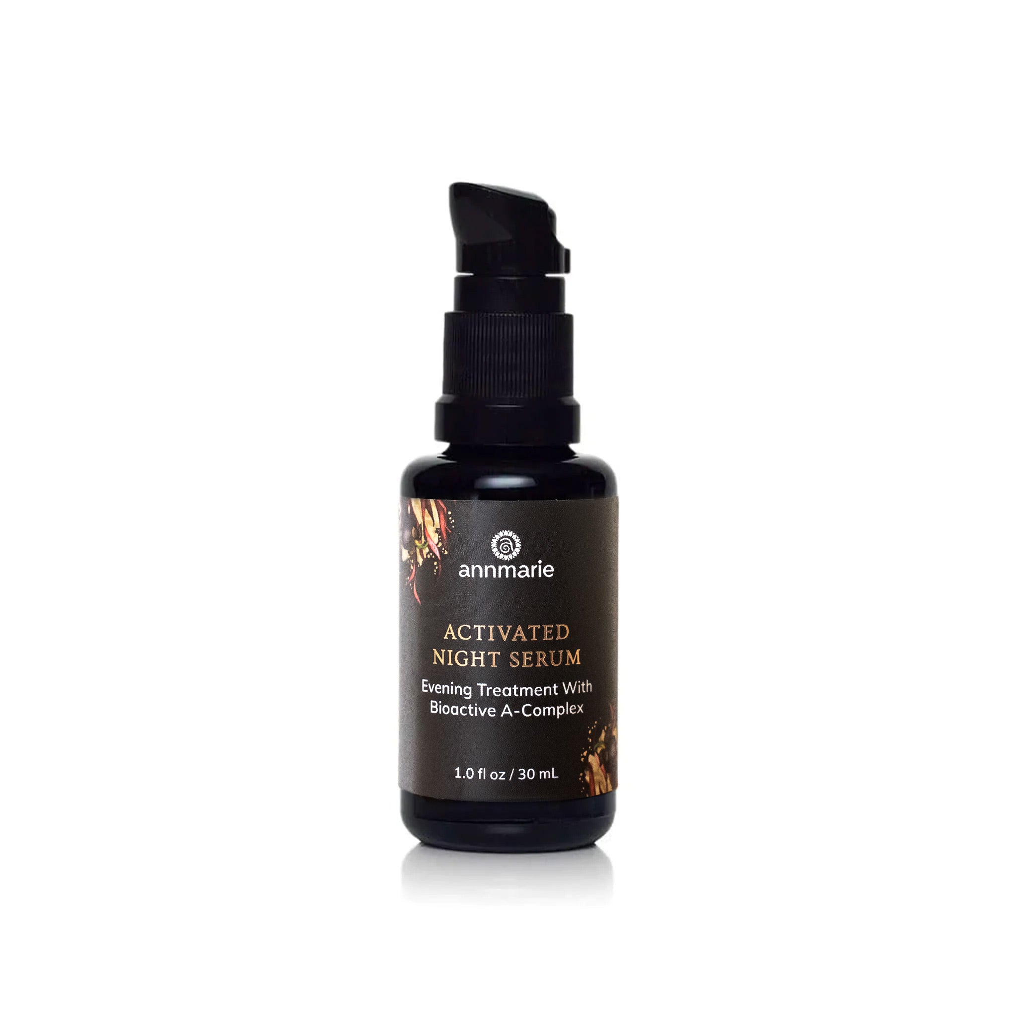 Bottle of Annmarie Skin Care Activated Night Serum with retinol alternative, designed for nighttime skin renewal and hydration.
